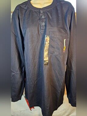 Timberland PRO FR Cotton Core CAT 2 Henley Shirt Large Navy NWT